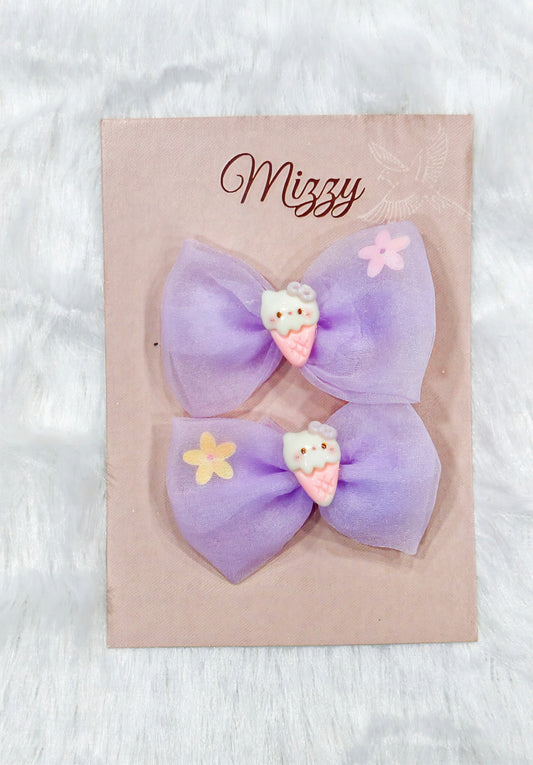 Cute Bow Hair Clips for Kids | Soft Organza Baby Hair Accessories (1 Pair)