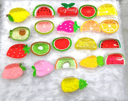 Cute Fruit Shape Hair Claw Clips Set for Girls & Women | Colorful Acrylic Strong Hold Hair Clip