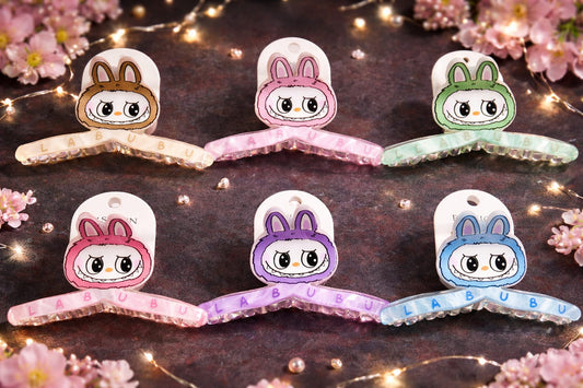 Labubu Character Large Hair Claw Clip for Girls | Cute Bunny Design Hair Clip | Trendy Korean Style Hair Accessory