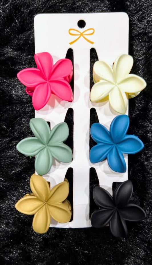 Mini Flower Hair Claw Clip Combo (6 Pieces Card) – Cute Matte Finish for Girls & Women