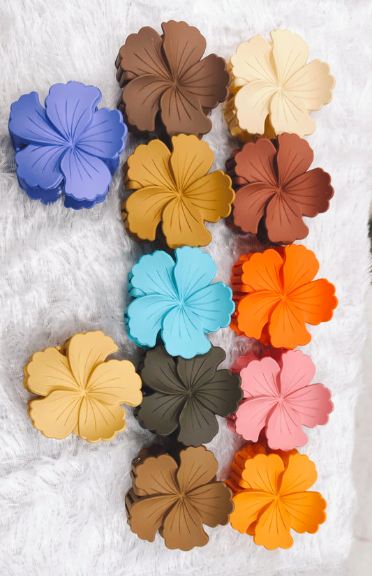 Matte Flower Hair Claw Clip for Girls & Women – Medium Size, Strong Hold