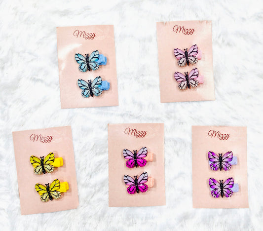 Mizzy Cute Butterfly Hair Clips for Kids – 1 Pair (2 Pcs) | Colorful Cartoon Hair Accessories