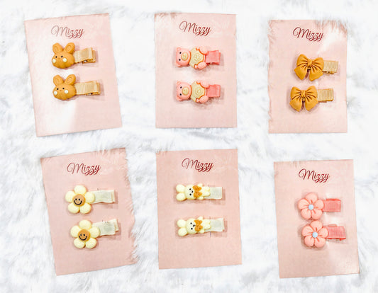 Mizzy Cute Cartoon & Floral Hair Clips for Kids – 1 Pair (2 Pcs)