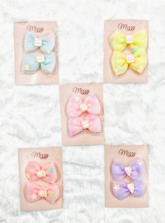 Cute Bow Hair Clips for Kids | Soft Organza Baby Hair Accessories (1 Pair)