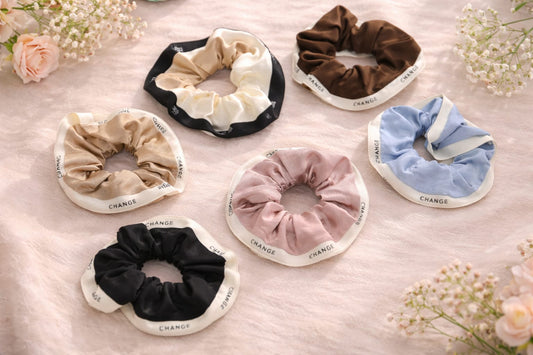 Luxury Satin Border Hair Scrunchy – Single Piece